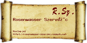Rosenwasser Szervác névjegykártya